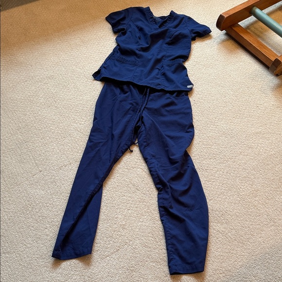Grey's Anatomy Deep Blue Scrub Top and pants - Picture 1 of 8